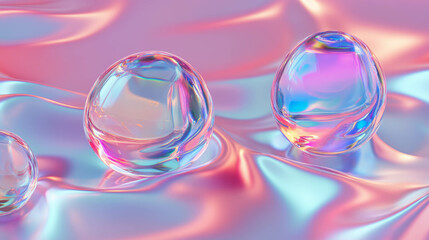 Poster - Abstract fluidity: smooth glass reflections in chaotic pastel colors