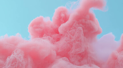 Poster - Abstract cloudlike texture with soft chaotic flowing patterns in pastel pink and blue