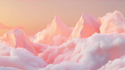 Aufkleber - Ethereal pink clouds and mountains abstract landscape with soft textures
