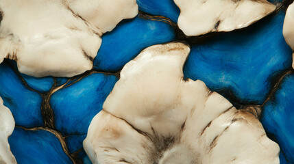 Poster - Abstract texture of walrus ivory and blue tinge creating chaotic patterns for art and design