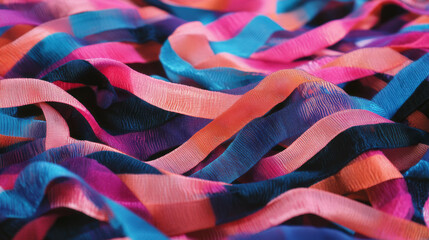 Poster - Vibrant woven fabric with chaotic pattern texture for artistic design