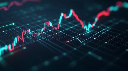 Poster - abstract financial data representation with stock market price chart and trend analysis in digital f