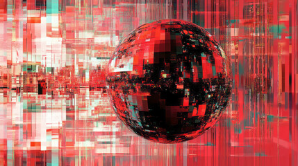 Poster - Y2k style digital art with abstract glitch texture and retro aesthetic