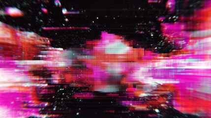 Poster - Vibrant y2k pop culture abstract with retro glitch effect for design projects