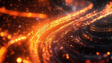 Abstract coding concept with glowing lines and symbols, symbolizing innovation and digital transformation.
