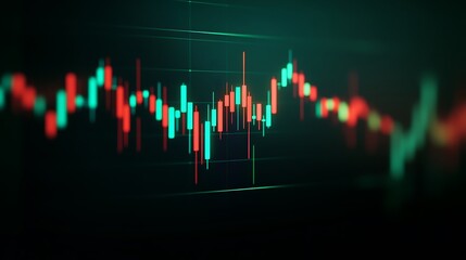 Poster - colorful candlestick stock market chart displaying fluctuating trends and movements for financial an