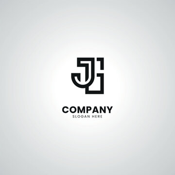 Abstract Initial Letter JG GJ Modern Minimal Unique Logo Design Vector.