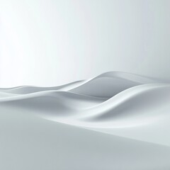 Poster - Abstract White Waves: Minimalist Design with Smooth, Gentle Curves and Soft Shadows
