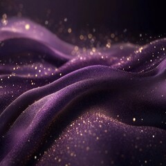 Poster - Elegant Purple Fabric with Golden Glitter: Luxurious Texture and Shimmering Lights