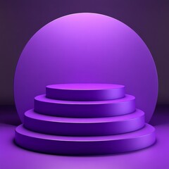 Aufkleber - Elegant Purple Podium with Circular Backdrop: A Minimalist Presentation Platform for Products and Displays