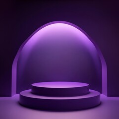Aufkleber - Elegant Purple Product Podium with Archway and Soft Lighting for Luxury Display.