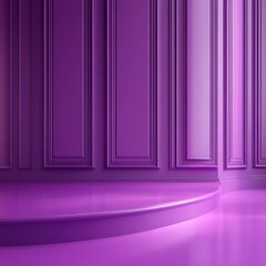 Poster - Elegant Purple Stage with Paneled Walls, a Classic Backdrop for Product Presentation or Artistic Display