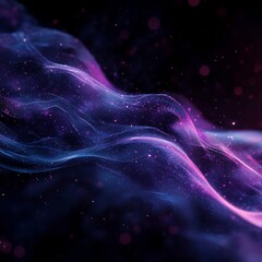 Leinwandbilder - Ethereal Aurora: Abstract Light Painting with Glowing Particles and Flowing Forms in Purple and Blue Hues