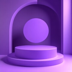 Aufkleber - Monochromatic Purple Product Showcase with Archway and Sphere: Modern Display for Cosmetics or Jewelry
