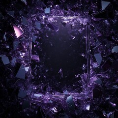 Aufkleber - Purple Shards Portal: A Frame of Broken Glass Reflecting Light and Shadow Creating a Deep, Abstract Perspective.
