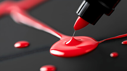 red ink dripping from marker onto black surface