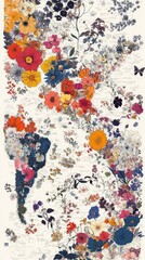 Poster - Abstract floral mosaic with vibrant colors and textured details on a neutral background. Colorful floral design. Artistic illustration