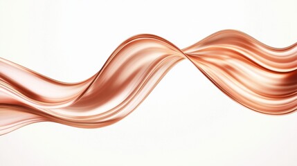 Poster - abstract flowing copper ribbon on white background - elegant wave design.