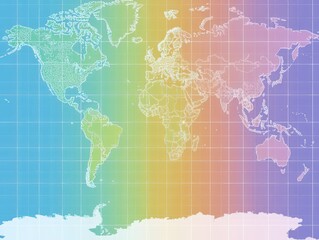Poster - Colorful world map with diverse geographic data points a visual representation of global distribution patterns