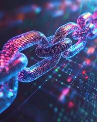 Fototapete - Chain links illuminated by a radiant glowing background creating a captivating visual display