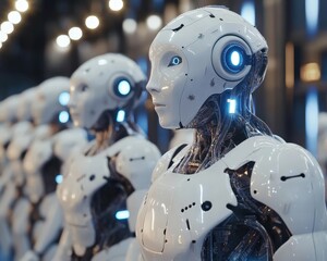 Poster - Group of robots displaying various designs and features emphasizing technological advancement and innovation