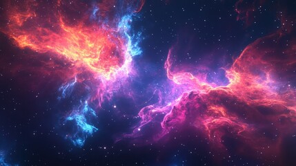 Poster - Enigmatic nebula surrounded by a dazzling star cluster illuminating the vastness of space