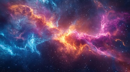 Poster - Mystical nebula intertwined with a brilliant star cluster creating a spectacle of cosmic beauty