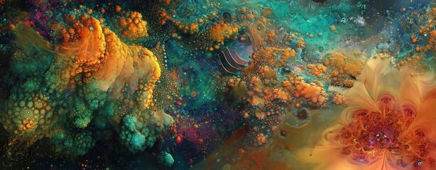 Poster - Vibrant colorful abstract painting with bold brushstrokes and dynamic colors creating a visual impact
