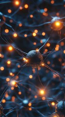 Poster - Neurons depicting nerve connections in the brain illustrating complex neural pathways and function
