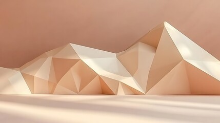 Poster - Abstract polygonal landscape with peach tones and dynamic lighting effect
