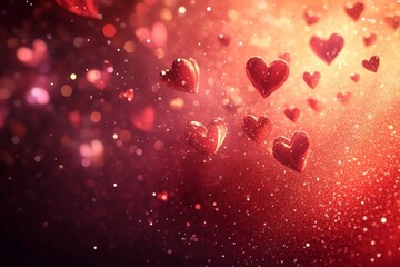 Aufkleber - Colorful floating hearts create a magical atmosphere in a dreamy environment during a romantic evening