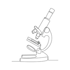 Wall Mural - continuous line single line of microscope science technology for biology research and laboratory mic