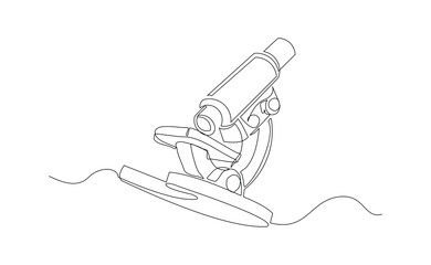 Wall Mural - continuous line single line of microscope science technology for biology research and laboratory mic