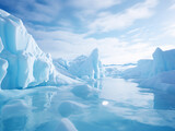 Arctic pack ice with pressure ridge patterns and lead channels illuminated by low angle light