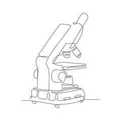 Wall Mural - continuous line single line of microscope science technology for biology research and laboratory mic