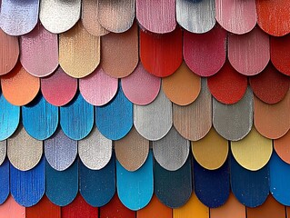 Aufkleber - Colorful fish scale tiles with textured surfaces creating an abstract pattern