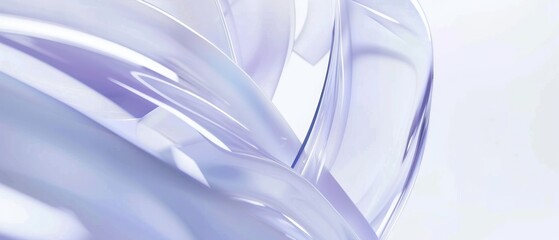 Wall Mural - Transparent glass curve bend flowing wave smooth metallic reflection light ripple ribbon string striped line structure.