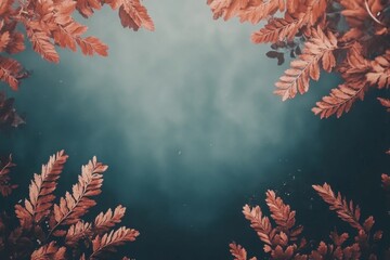 Poster - Vibrant autumn leaves frame calm water in a serene natural setting during a peaceful afternoon