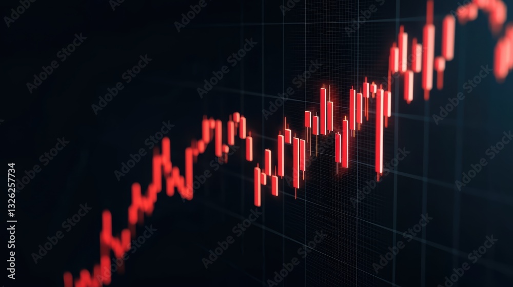 High-tech digital graph showing a deep red financial decline ...