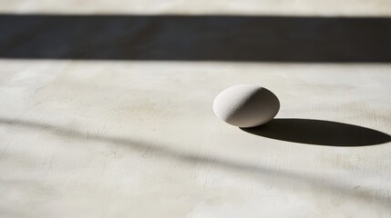 Poster - Simple white ball resting on a rough concrete surface highlighting texture and minimalism in design