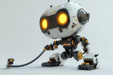 Poster - Robot character with bright eyes engaged in an imaginative adventure showcasing advanced design and artistry