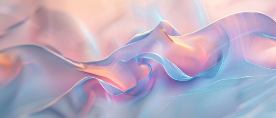 Wall Mural - Cloth fabric white pink orange soft gradient curve wave flow ripple swirl curl bend wind light reflection colours dreamy effect illumination fluid.