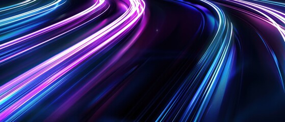 Wall Mural - Abstract background with blue and purple glowing lines on dark black wallpaper darkness.
