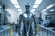 © Volodymyr - Gleaming metallic humanoid robot standing in a brightly lit laboratory, showcasing advanced robotics and artificial intelligence