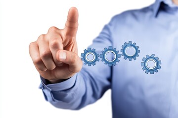 Poster - Professional Hand Pointing at Conceptual Gears in Project Management Visualization
