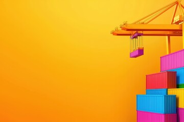 Poster - Vibrant Concept of AI Controlled Smart Port with Cranes and Colorful Shipping Containers