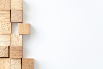 Poster - Strategic Business Planning Concept with Wooden Blocks on a Minimalist Background