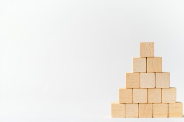 Poster - Strategic Business Planning Concept with Wooden Blocks Stacked in a Pyramid Shape