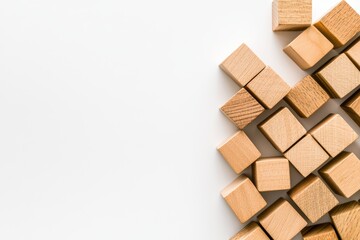 Poster - Strategic Business Planning Concept with Wooden Blocks on White Background for Creative Design