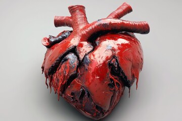 Poster - Heart model with intricate details showcasing realistic texture and color in artistic representation